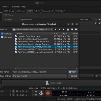 2 - Select Motor XML Config