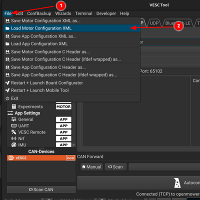 1 – Motor-Konfiguration als XML laden