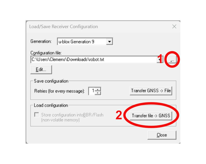 Einstellungen mit u-center übertragen