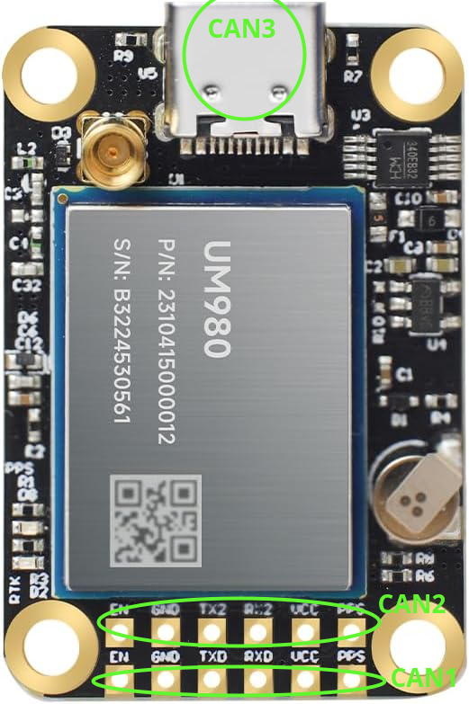 UM9XX module with header pins