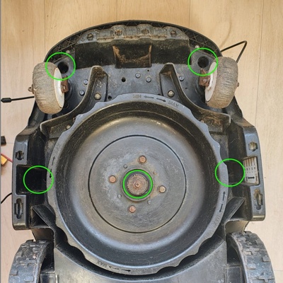 1-2 Release the cover and remove the mower blade